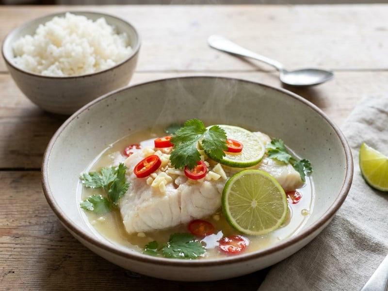 Thai párolt tőkehal lime-mal és chilivel | Pla Nueng Manao