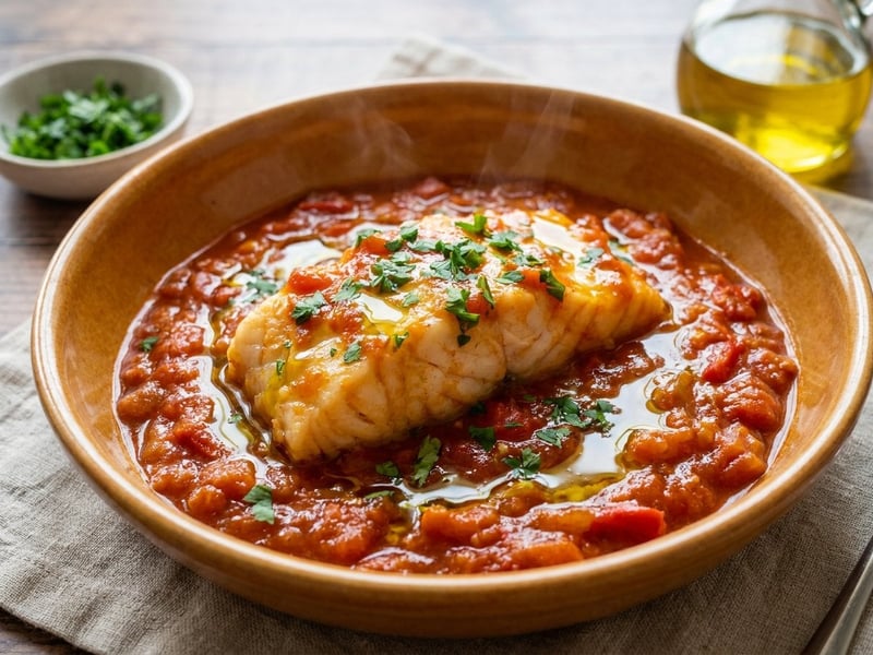 Baszk tőkehal paprikás mártásban | Bacalao a la Vizcaína