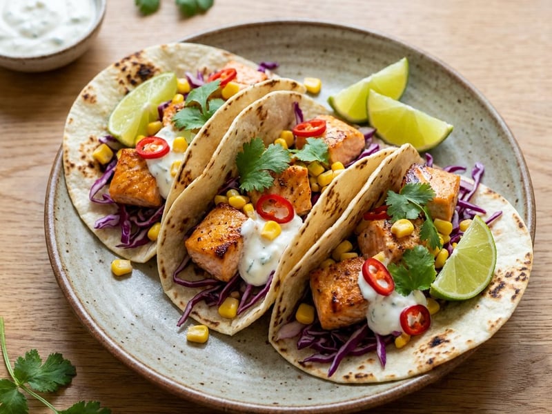 Grillezett lazacos taco káposztasalátával