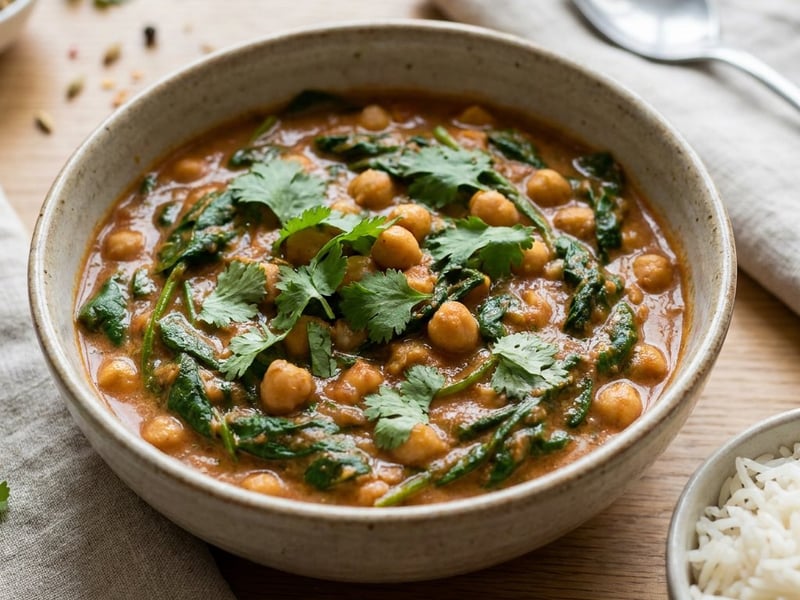 Spenótos csicseriborsó curry | Krémes indiai egytálétel