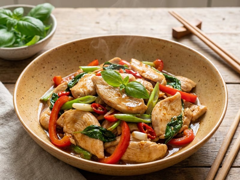 Thai bazsalikomos-chilis csirke wok | Gyors ázsiai vacsora
