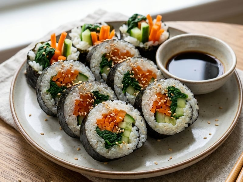 Zöldséges kimbap tekercsek | Egészséges tízórai