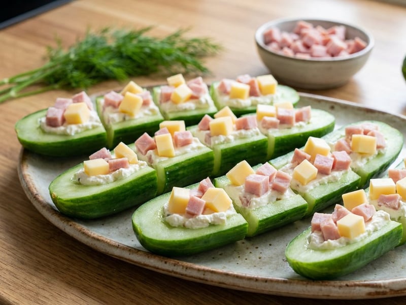 Uborkahajócskák | Ropogós töltött uborka snack