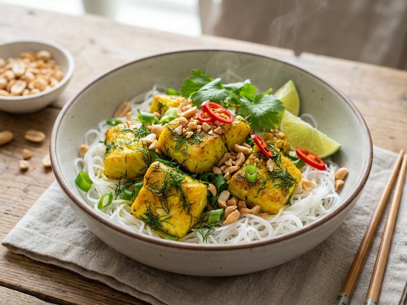 Vietnamese turmeric fish fillet with rice noodles | Chả Cá Lã Vọng