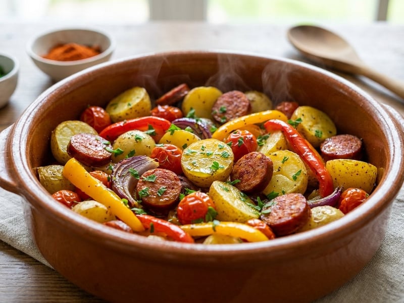 Baked Lecsó Potatoes with Sausage | Juicy Summer Classic