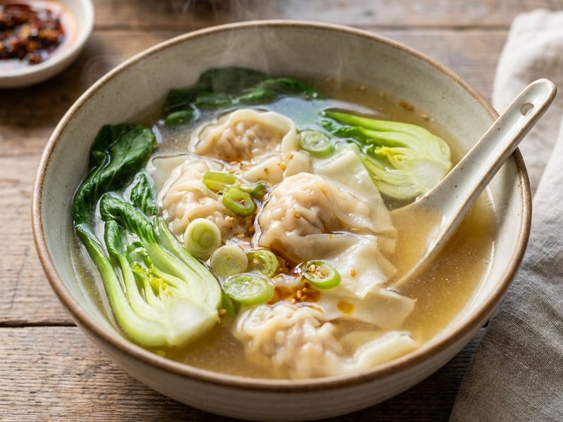 Ginger Chicken Wonton Soup | Aromatic Asian Noodle Soup