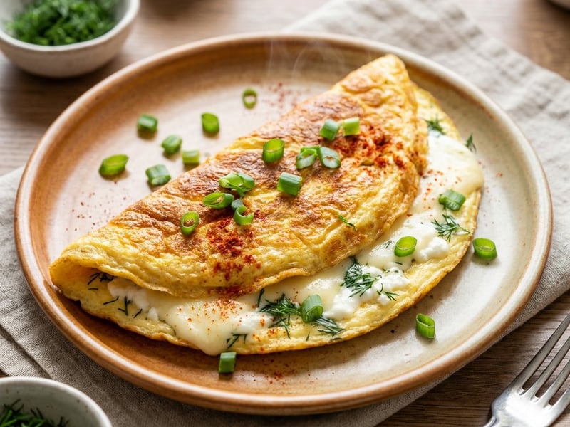 Hungarian-style dill and cottage cheese skillet omelette | Creamy weekend breakfast