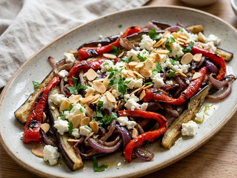Catalan Tray-Roasted Vegetables (Escalivada) with Feta