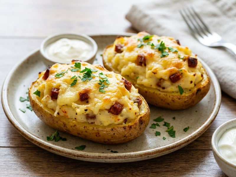 Hungarian Baked Stuffed Potatoes | With Sausage and Cheese