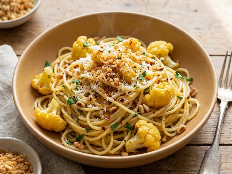 Szicíliai karfiolos spagetti | Ropogós morzsával