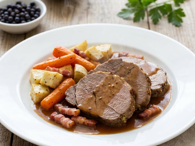 Mustard and juniper roast wild boar | Tender autumn game roast