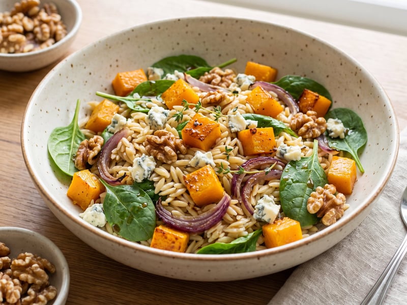 Italian roasted pumpkin orzo salad | Rich autumn grain bowl