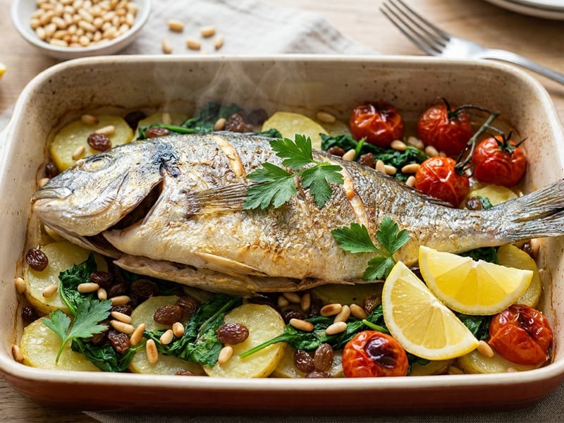 Spanish baked sea bream Mallorcan style