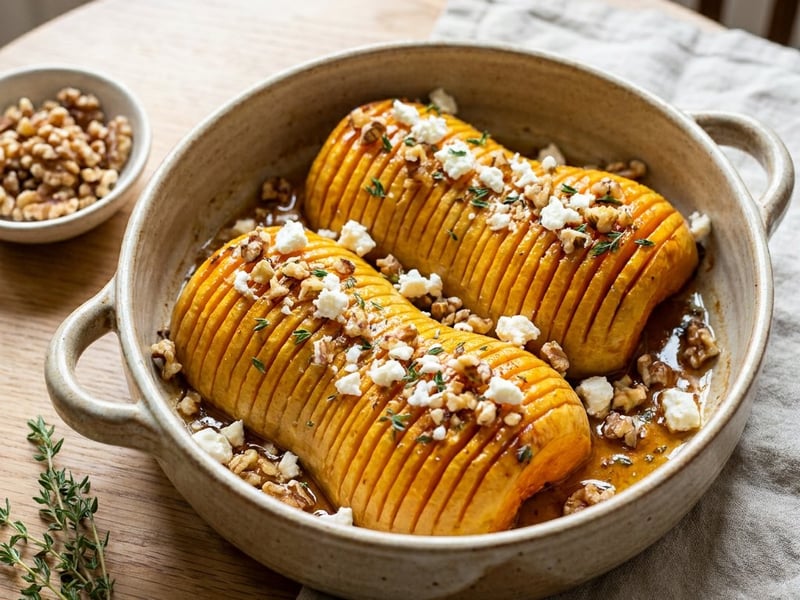 Hasselback butternut squash with feta and honey | Caramelised autumn roast