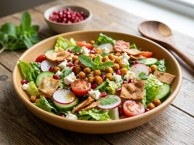 Közel-keleti csicseriborsós fattoush | Ropogós pitával