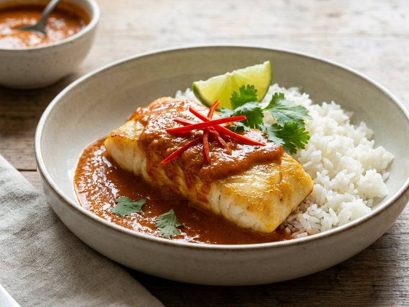 Chu Chee Pla thai vörös curry halfilé | Krémes ázsiai főétel