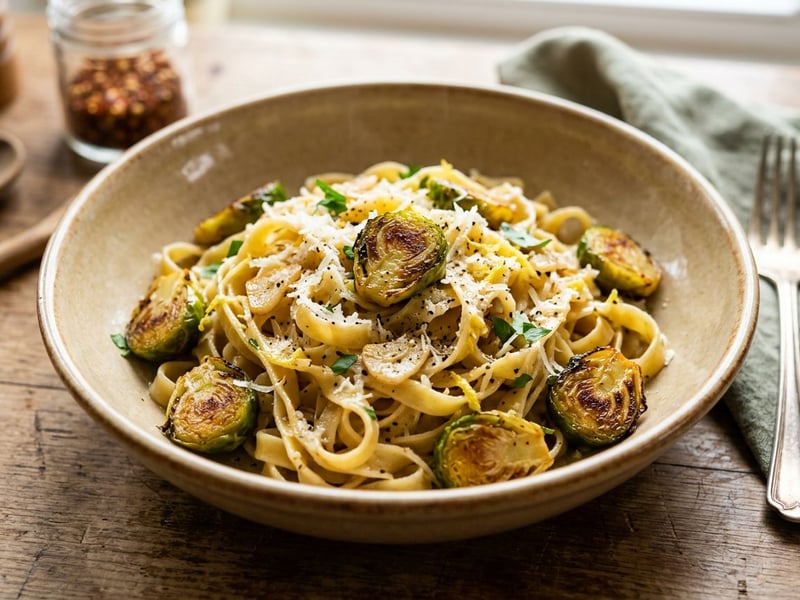 Brussels sprout tagliatelle | Lemon-Parmesan pasta