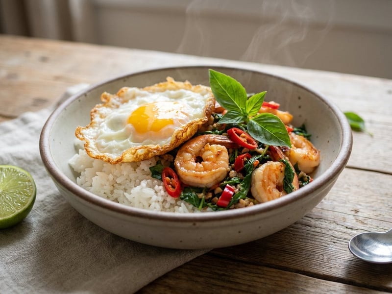 Thai bazsalikomos garnéla wok | Pad Kra Pao Goong