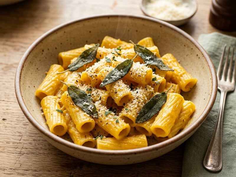 Rigatoni with butternut squash and sage | Creamy autumn Italian pasta