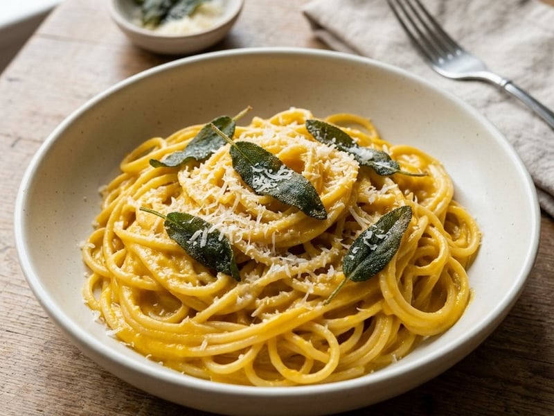Creamy Butternut Squash Spaghetti | With Crispy Sage
