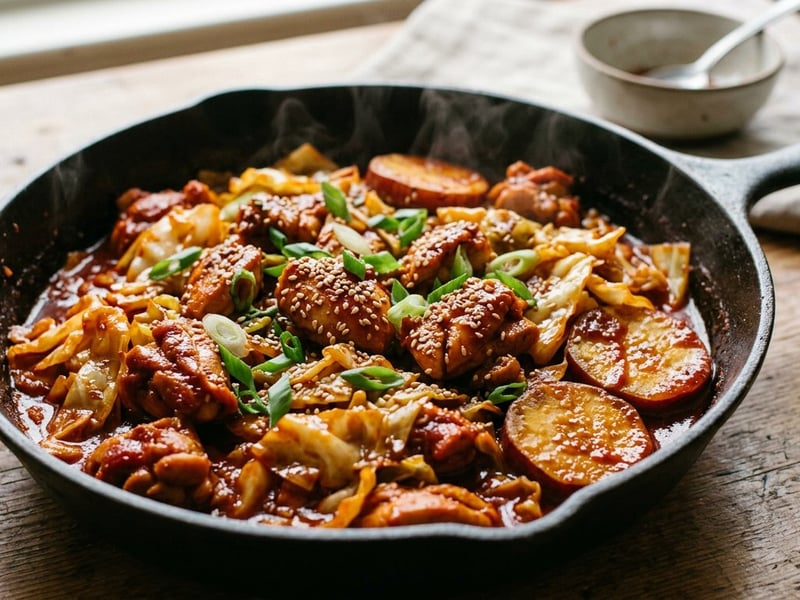 Korean Dakgalbi | Spicy Skillet Street Food Chicken
