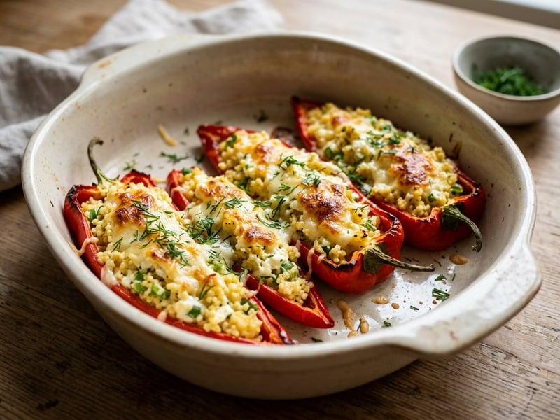 Juhtúrós-köleses töltött kápia paprika