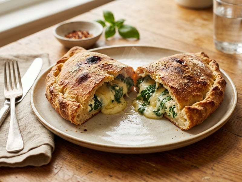 Ricottás-spenótos calzone | Ropogós olasz töltött pizza