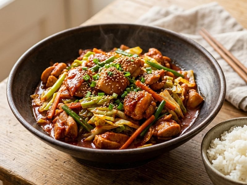 Koreai fűszeres csirke wok (Dakgalbi) | 20 perces vacsora