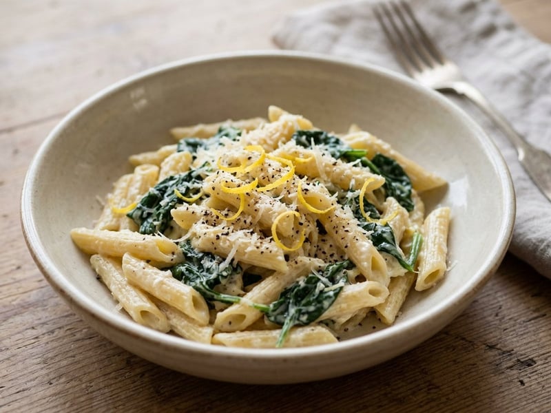 Lemon Ricotta Spinach Penne | 20-Minute Italian Pasta