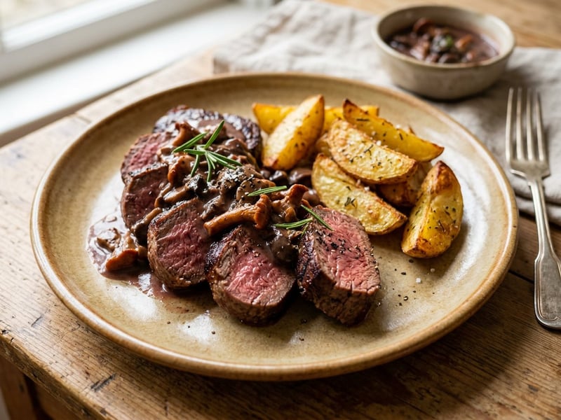 Szarvascomb steak erdei gombamártással | Omlós őszi vadsült