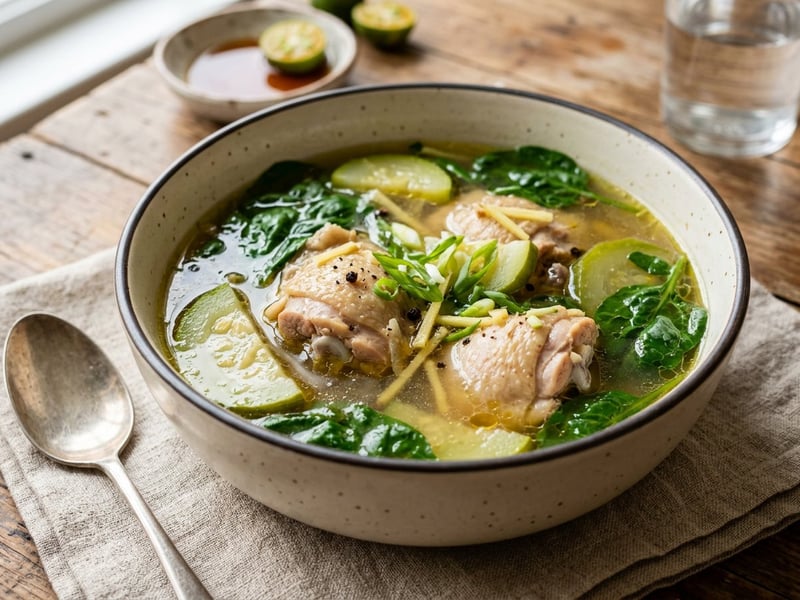 Filippínó Tinola csirkeleves | Melengető gyömbéres húsleves
