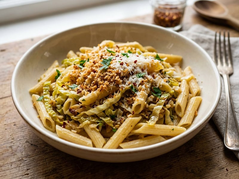 Olasz kelkáposztás penne | Ropogós fűszeres morzsával