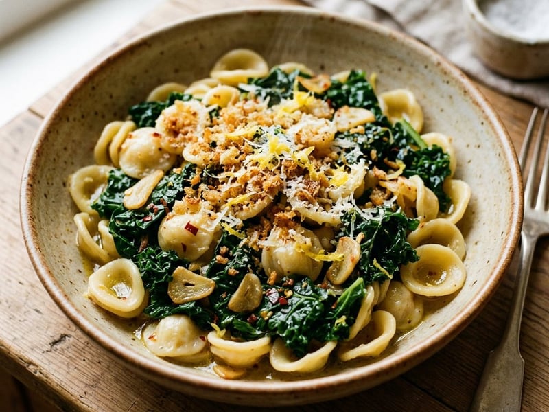 Fodros keles orecchiette | Toszkán fokhagymás tészta