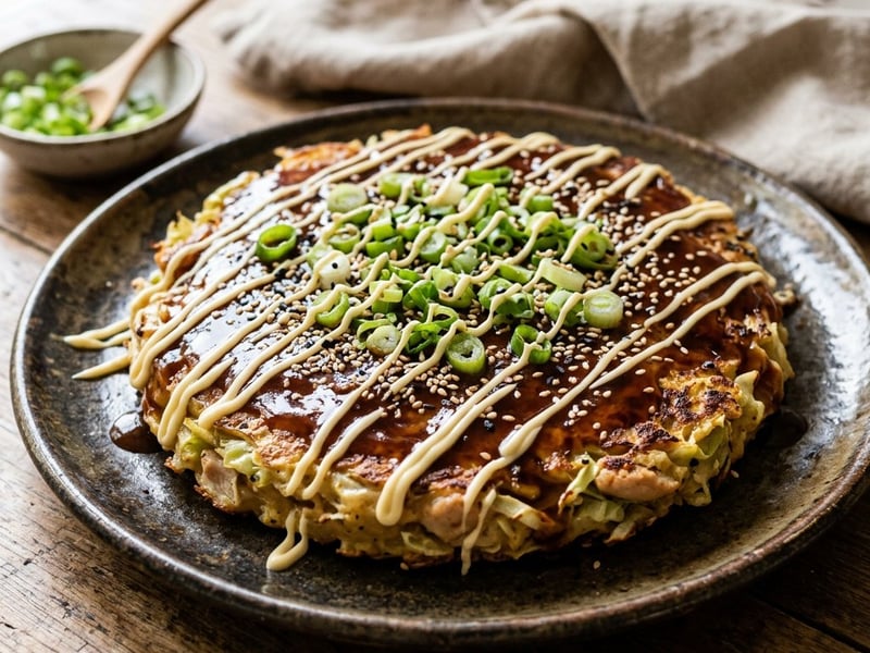 Csirkés okonomiyaki | Japán street food lepény