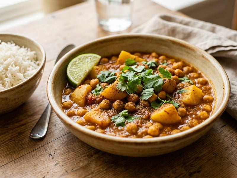 Burgonyás csicseriborsó curry | Fűszeres Aloo Chana