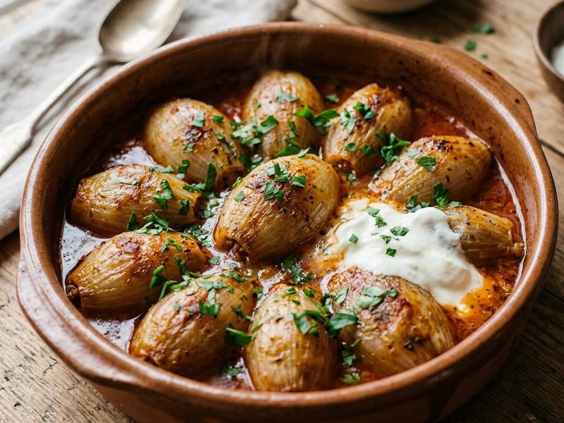 Balkáni sogan dolma | Fűszeres bárányhússal töltött hagyma