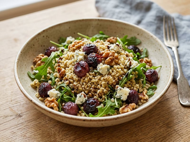 Italian Bulgur Salad with Roasted Grapes | Hearty Autumn Dish