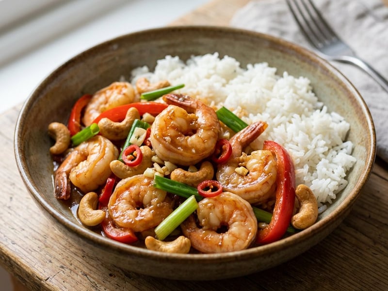 Goong Pad Med Mamuang | Thai kesudiós pirított garnéla