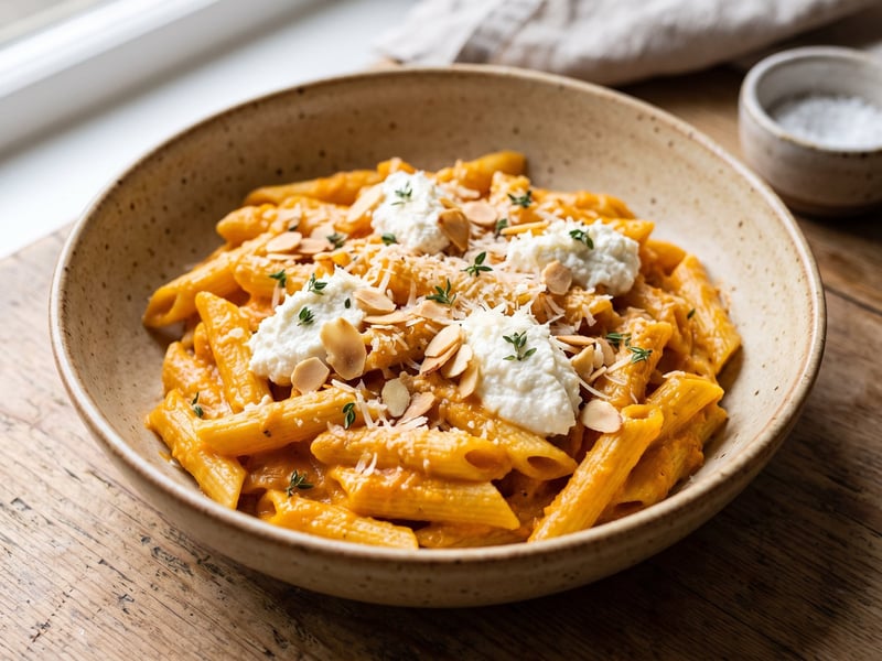 Krémes sárgarépás penne | Ricottával és mandulával