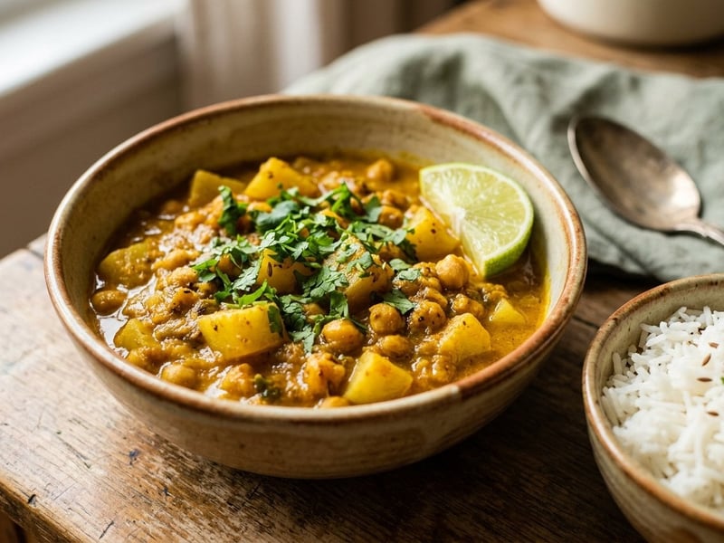 Karalábés csicseriborsó curry | Aromás indiai egytál