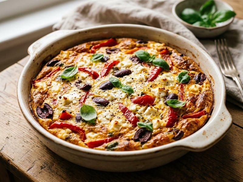Mediterrán sült paprikás frittata | Krémes tepsis egytál