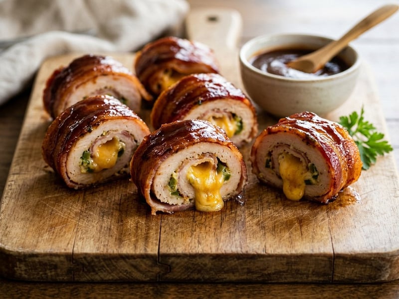 Füstös BBQ pulykatekercs cheddarral és baconnel | Szaftos göngyölt grill