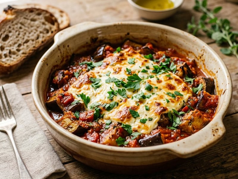 Greek eggplant saganaki | With creamy baked feta
