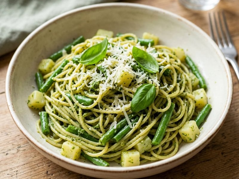 Liguriai pestós spagetti zöldbabbal | Olasz tészta