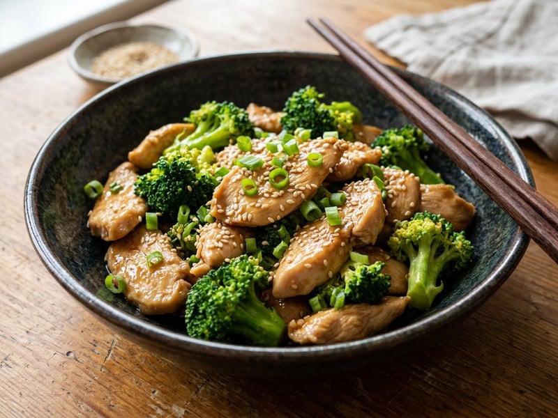 Chinese Chicken and Broccoli in a Wok