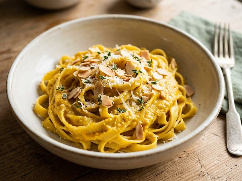 Krémes sült sárgarépás tagliatelle ricottával és pirított mandulával