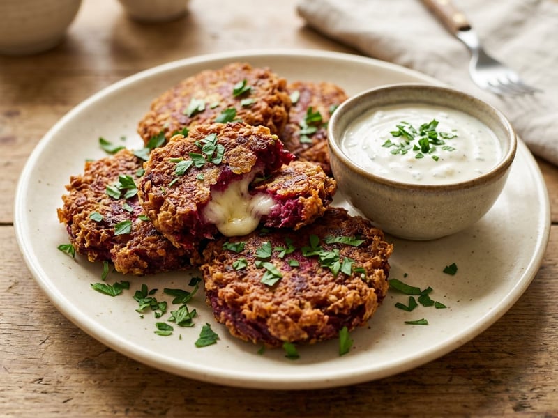 Crispy Homemade Beetroot Patties with Garlic Sour Cream | Autumn Delicacy