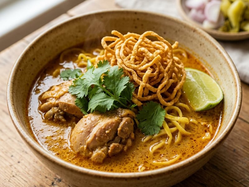 Thai Khao Soi Chicken Soup | Creamy and Crispy Asian Noodles