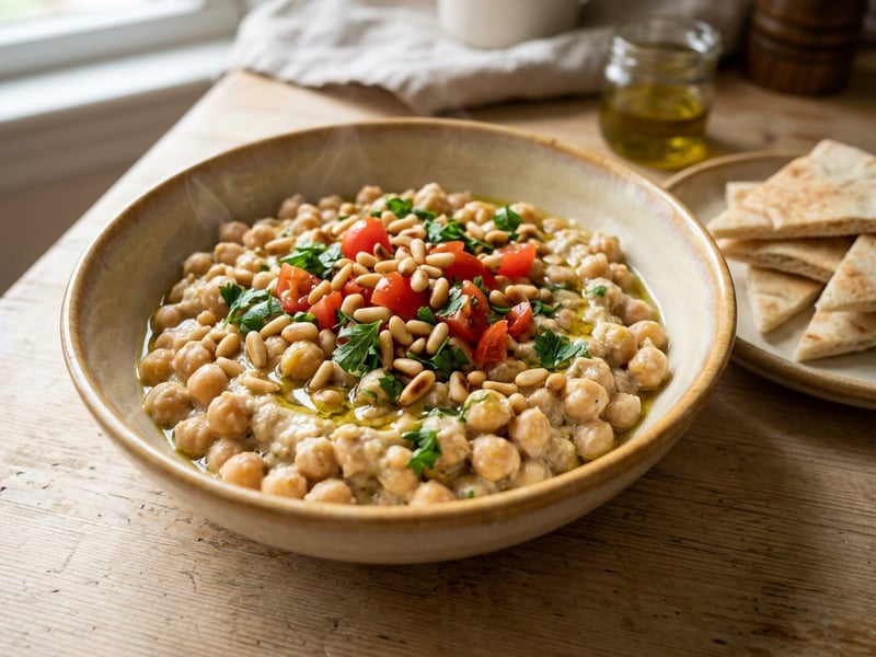 Middle Eastern Chickpea Musabaha | Creamy Warm Salad