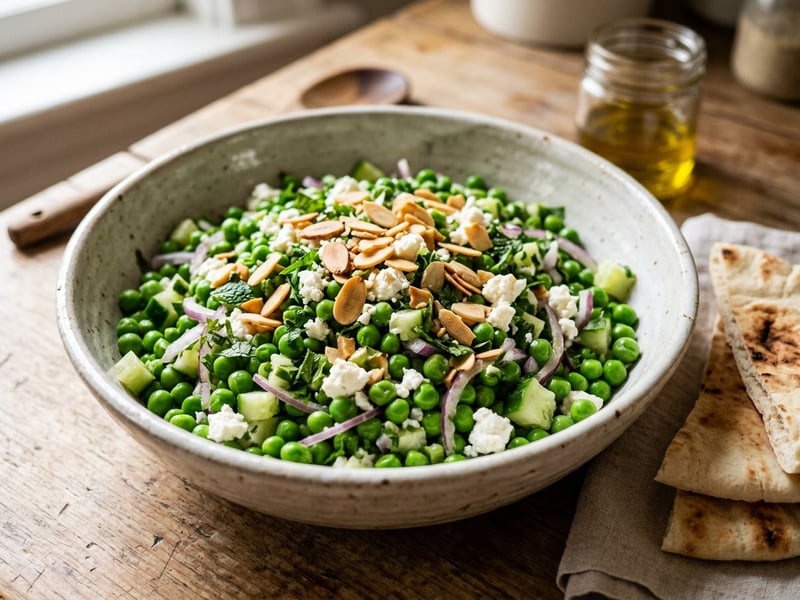 Middle Eastern Minted Green Pea Salad | With Toasted Almonds